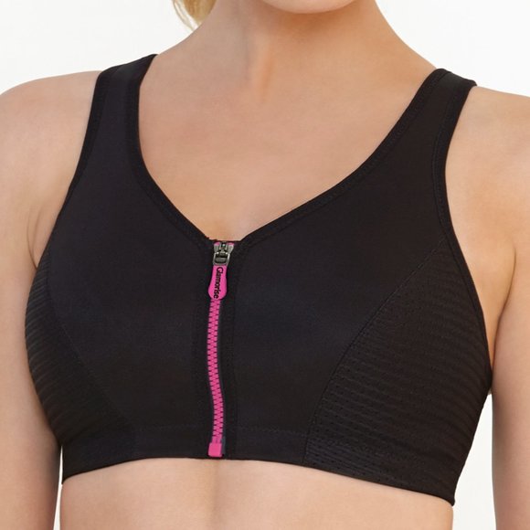 Set of 3! 42B Glamorise SPORT Bra (HIGH-IMPACT) Black (RACERBACK) T-Back Zip NEW - Picture 4 of 16